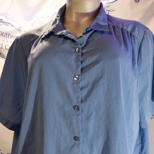 Only Necessities Sky Blue Blouse, Button Front Size 3X(30-32)